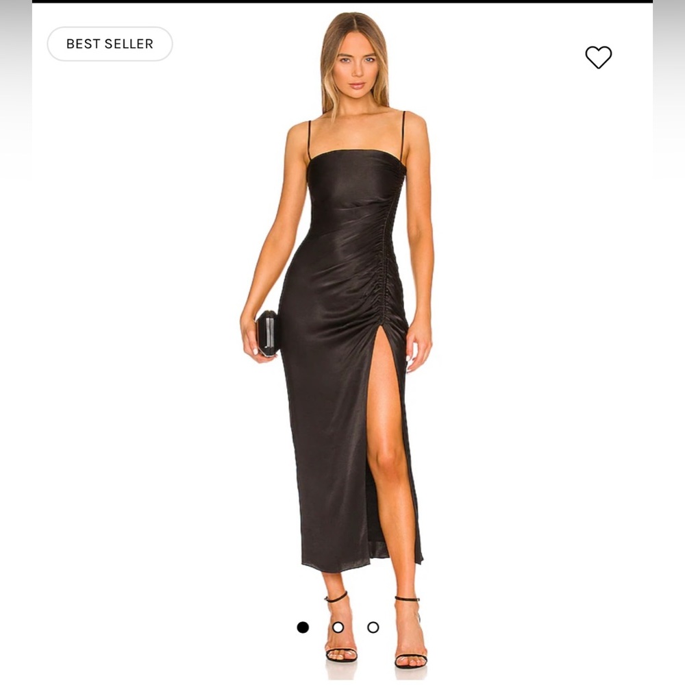 Shona joy preferred fiber THALIA BIAS RUCHED MIDI DRESS - BLACK NWT size 6